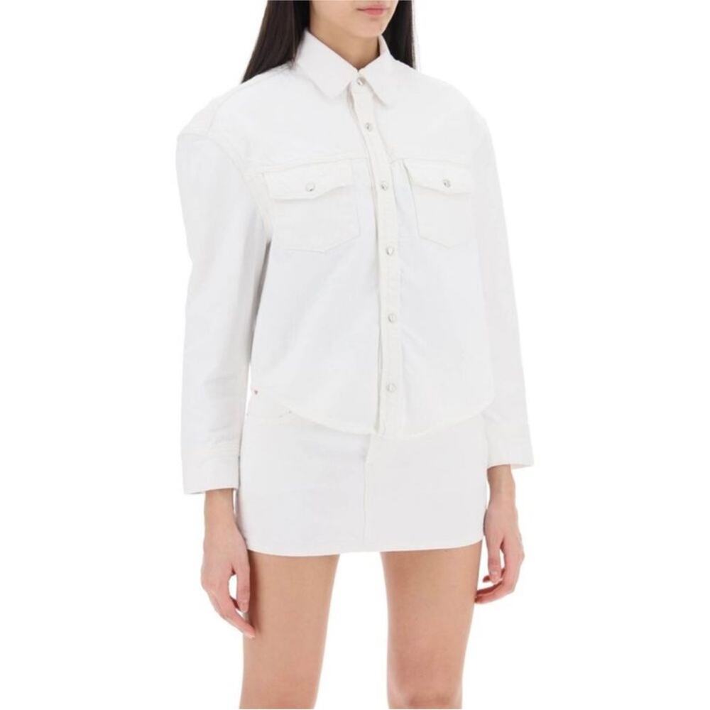 Wardrobe NYC Denim Jacket in White Overshirt XS Small Designer Cotton